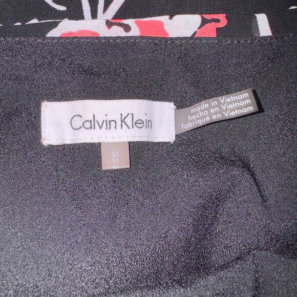 Calvin Klein Black Floral Chiffon Tunic Top women’s Size Medium - Picture 6 of 9